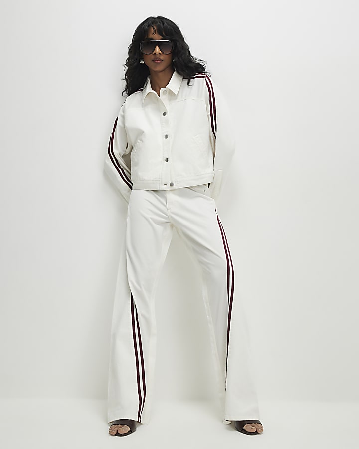 White Stripe Hybrid Denim Jacket