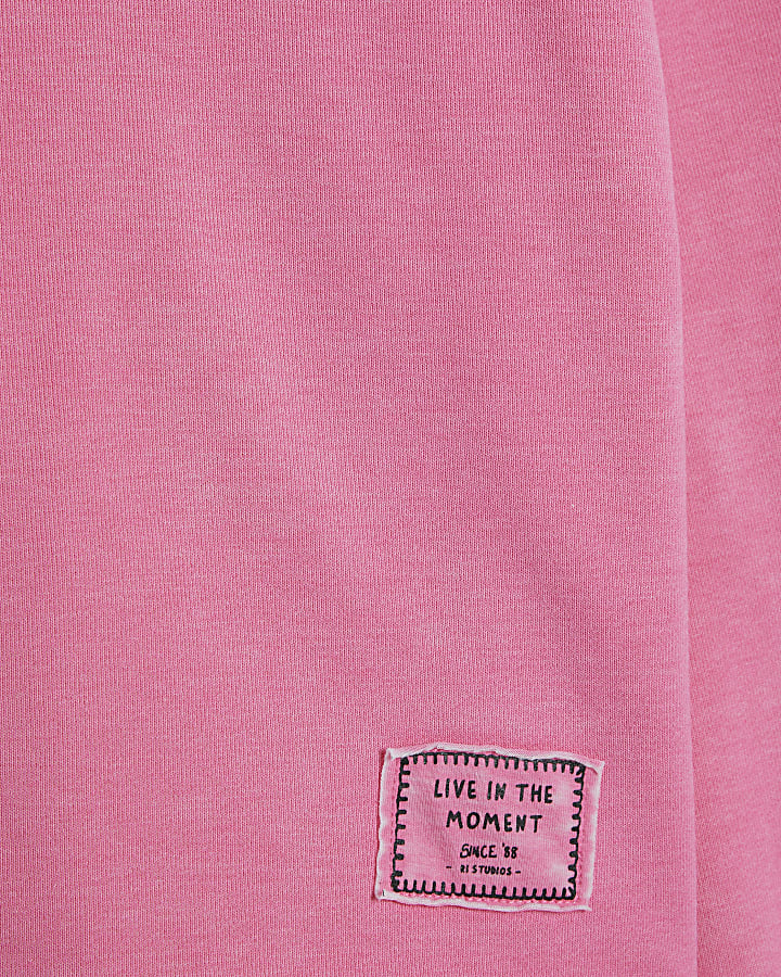 Pink Cotton Blend Burnout Sweatshirt