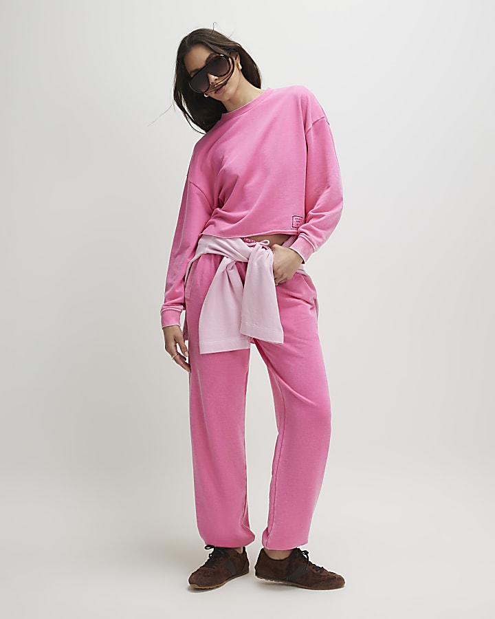 Pink Cotton Blend Burnout Sweatshirt