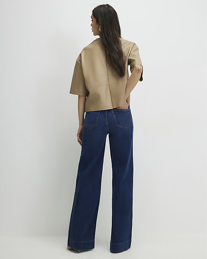Denim Stretch Wide Leg Jeans