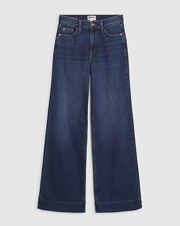 Denim Stretch Wide Leg Jeans