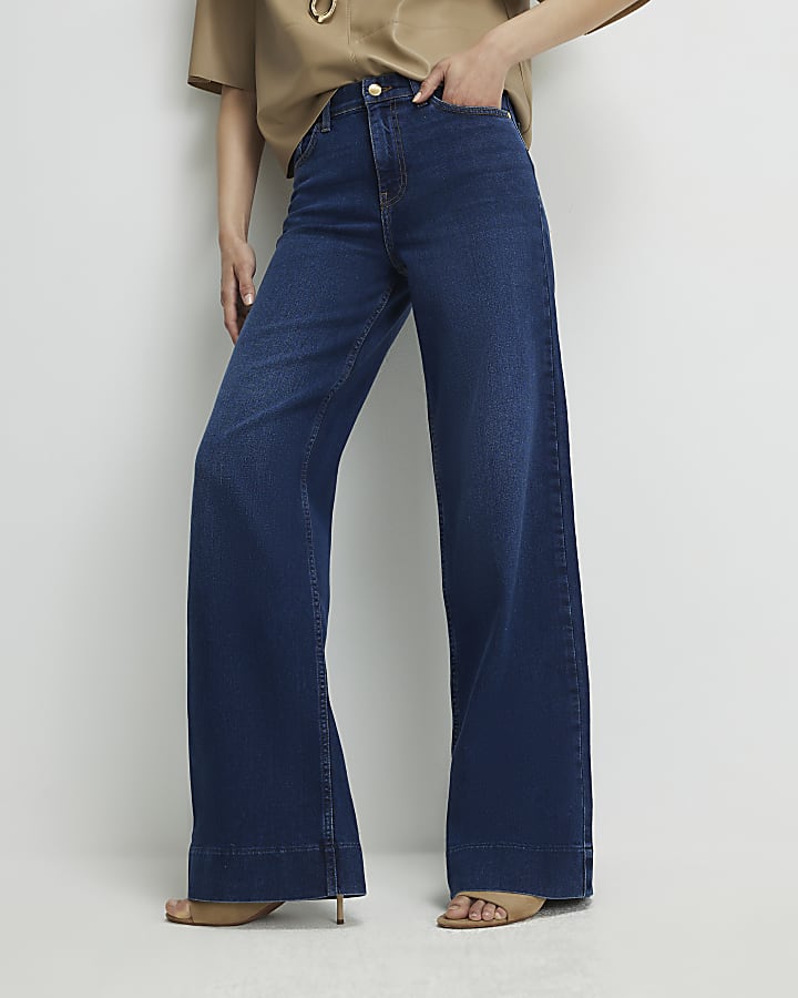 Denim Stretch Wide Leg Jeans