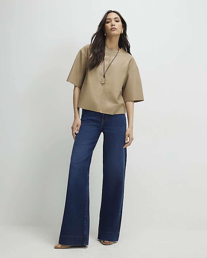 Denim Stretch Wide Leg Jeans