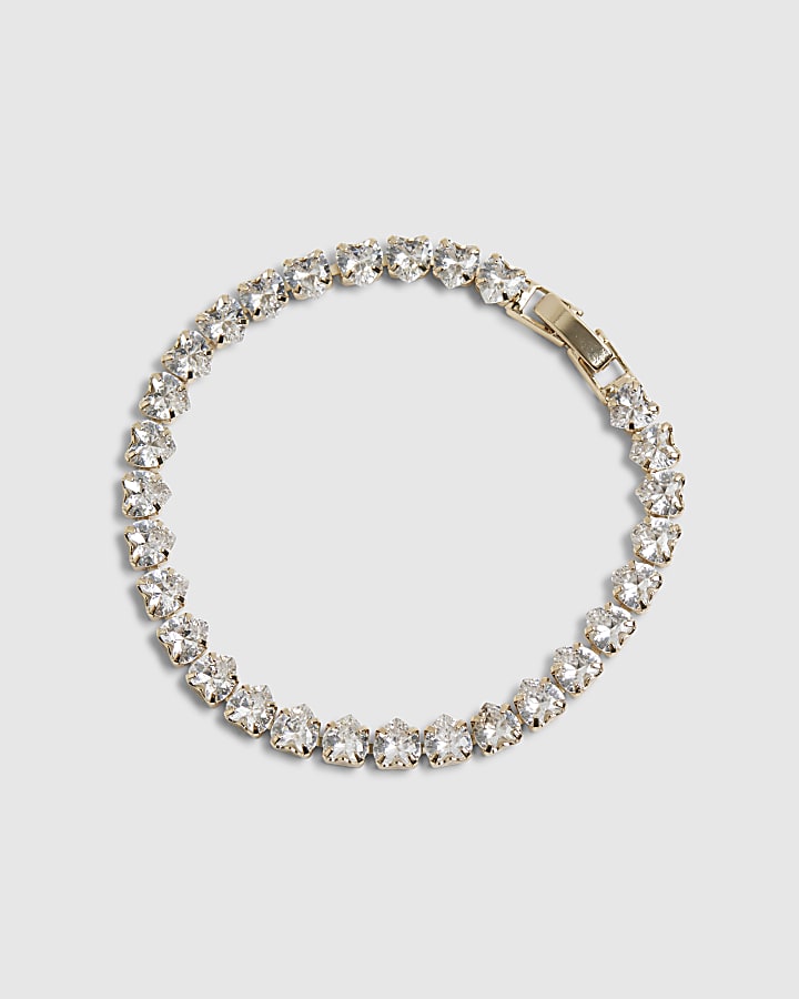Gold Heart Tennis Bracelet