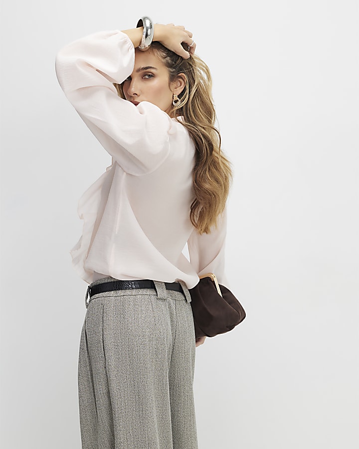 Pink Long Sleeve Frilled Shirt