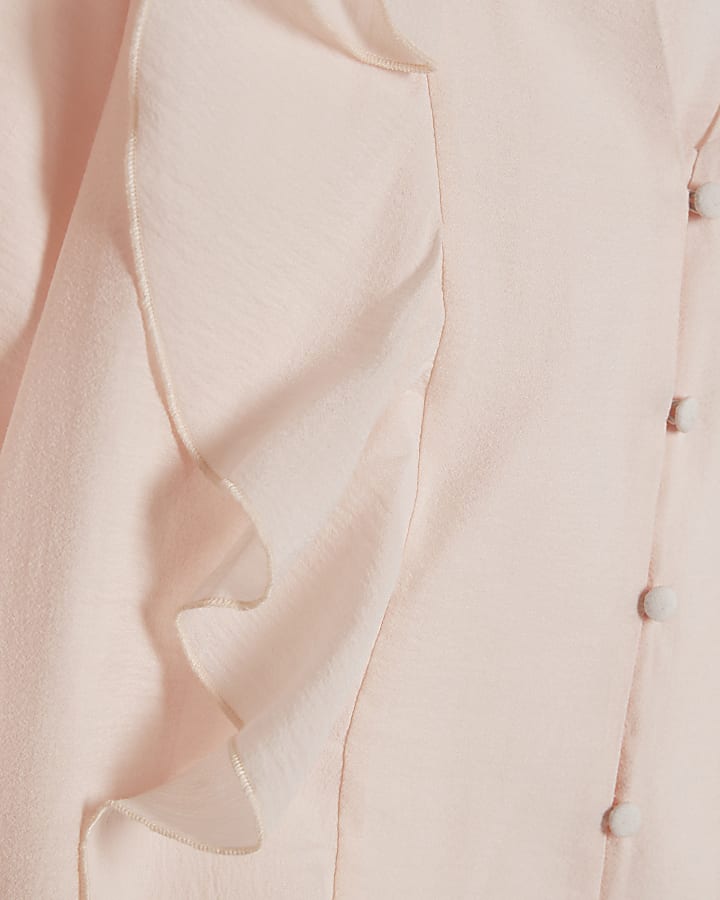 Pink Long Sleeve Frilled Shirt