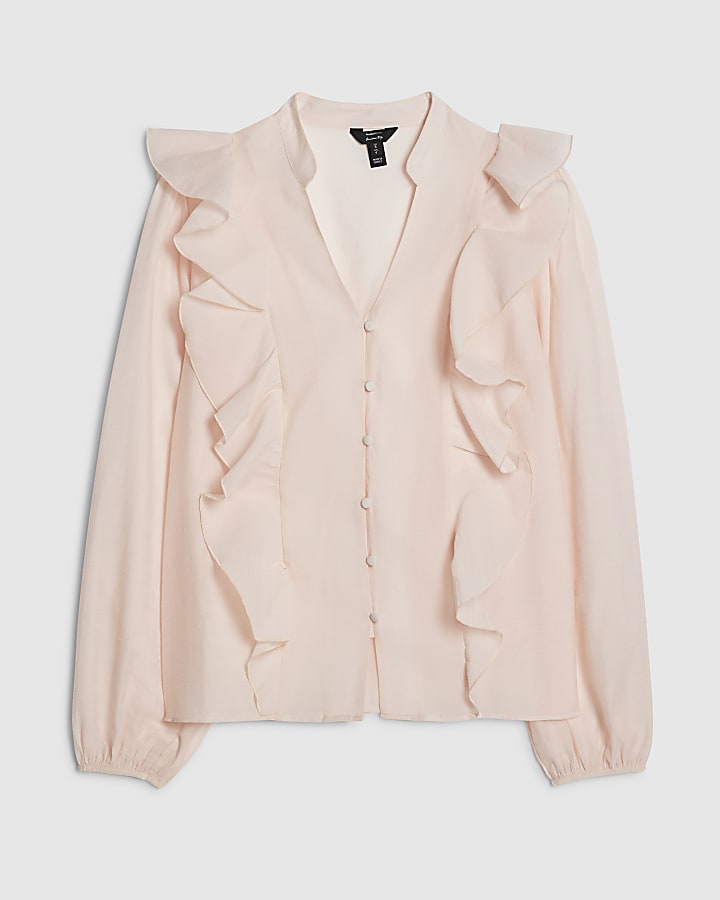 Pink Long Sleeve Frilled Shirt