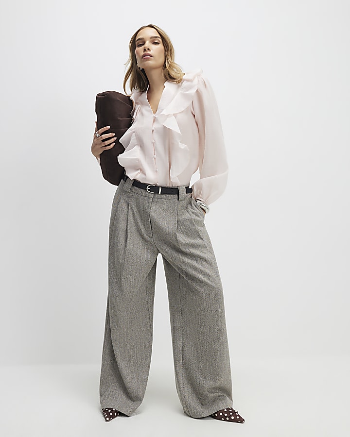 Pink Long Sleeve Frilled Shirt