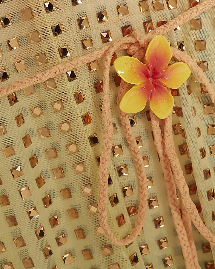 Orange Ombre Embellished Belted Kimono