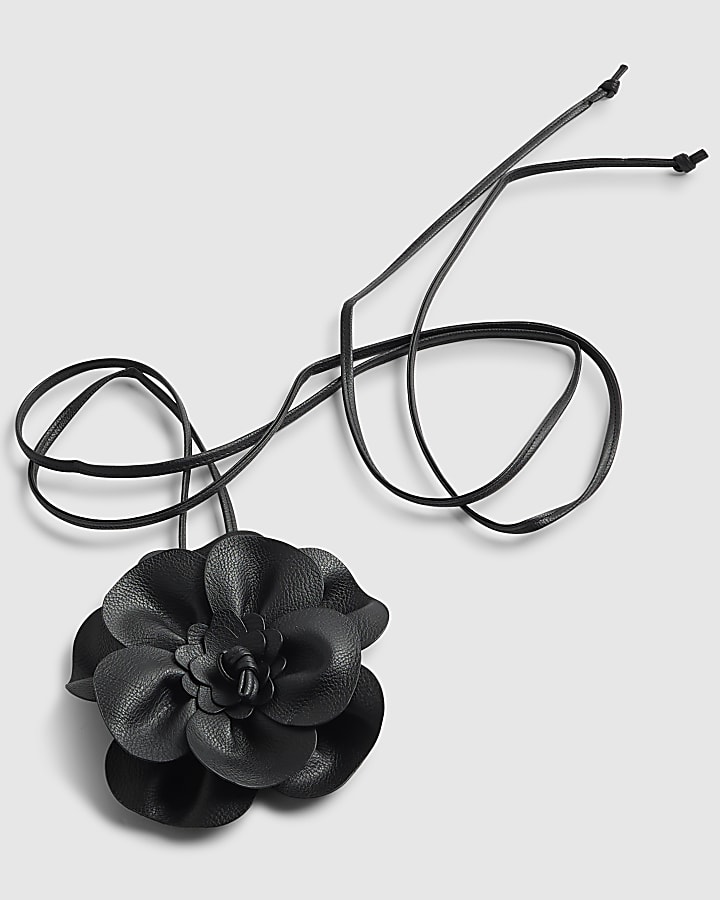 Black Corsage Flower Belt