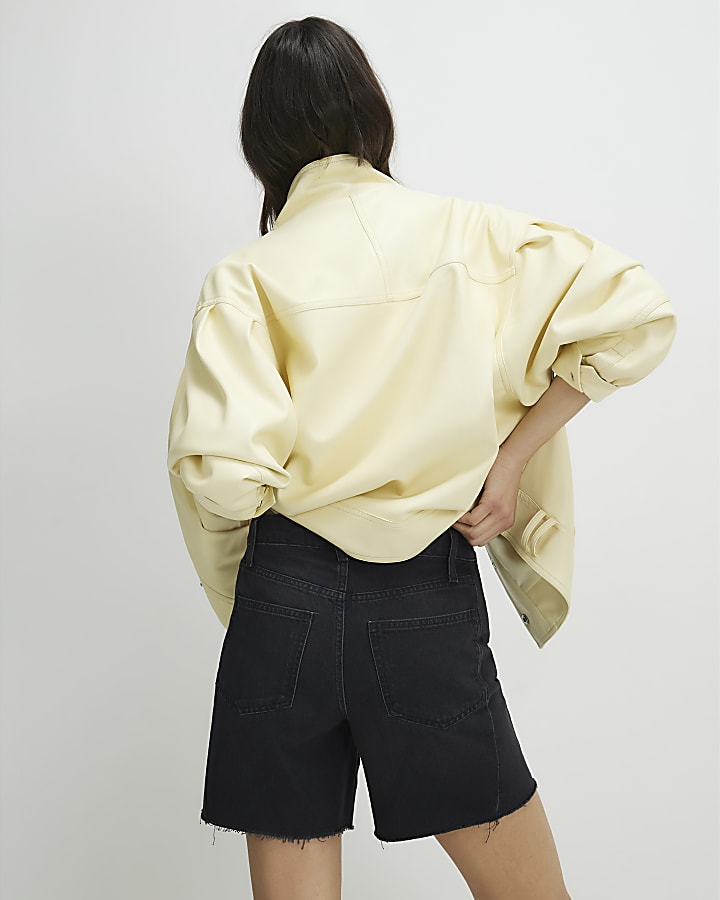 Black Seamed Longline Bermuda Shorts