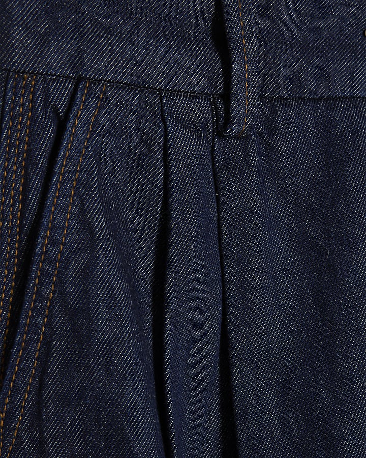 Navy Clean Waist Balloon Leg Jeans