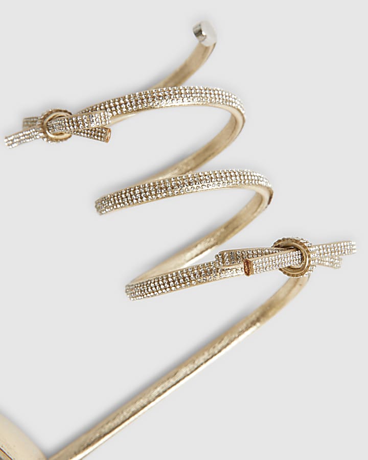 Gold Embellished Wrap Heels