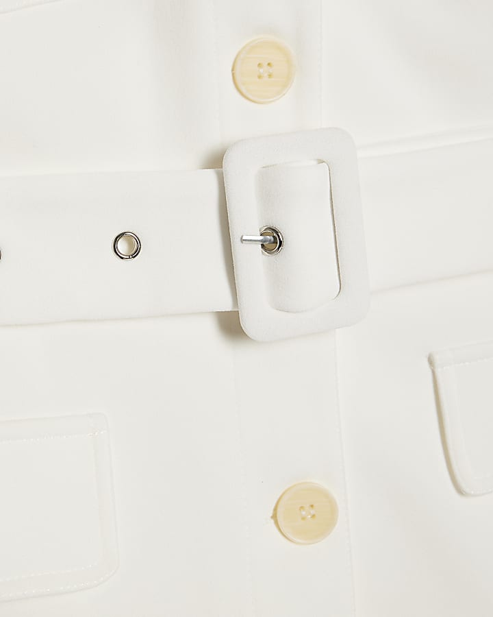 Cream Sleeveless Belted Utility Waistcoat