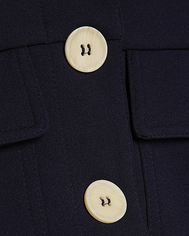 Navy Sleeveless Belted Utility Waistcoat