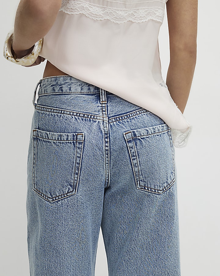 Petite Blue Relaxed Straight Leg Jeans