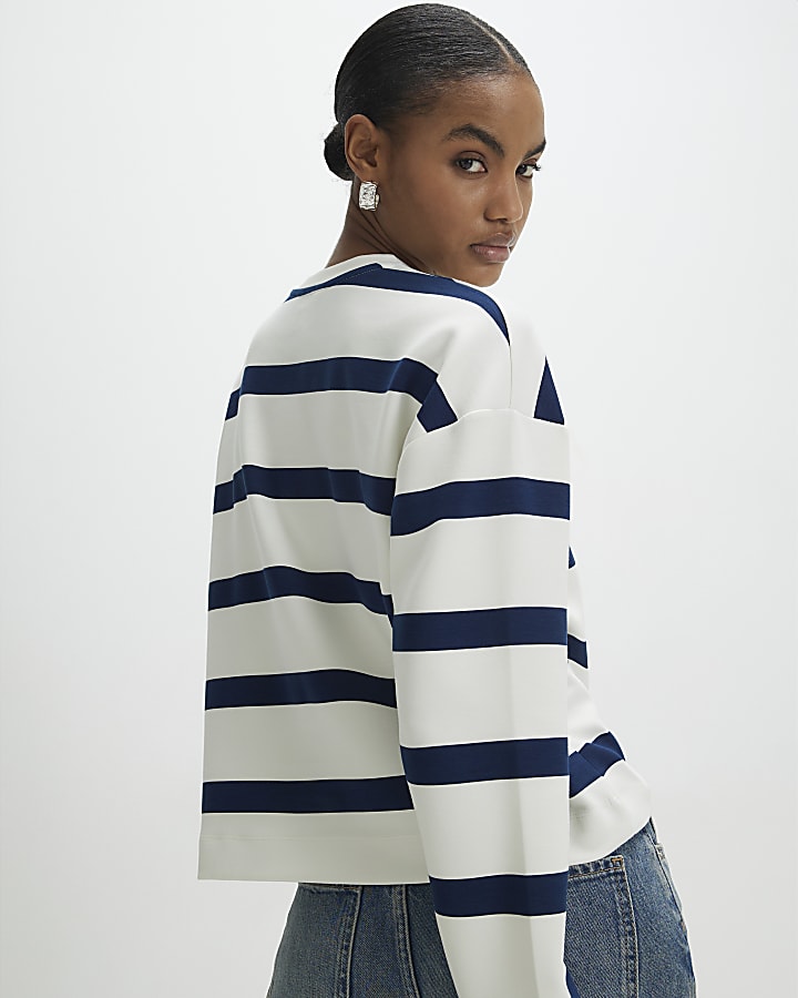 Navy Premium Striped Long Sleeve Top