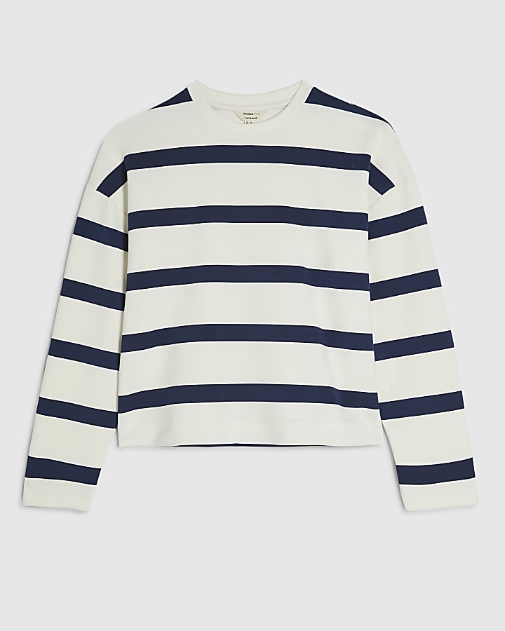 Navy Premium Striped Long Sleeve Top