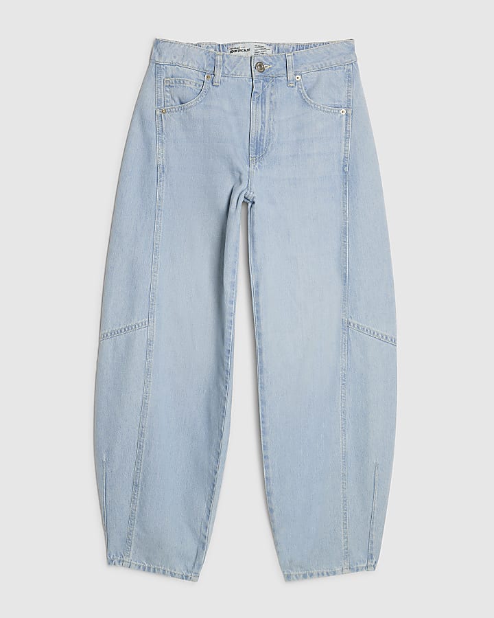 Blue Soft Barrel Leg Jeans