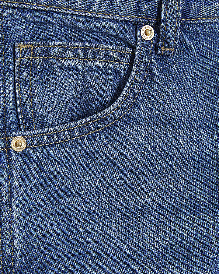 Blue Mid Rise Barrel Leg Jeans