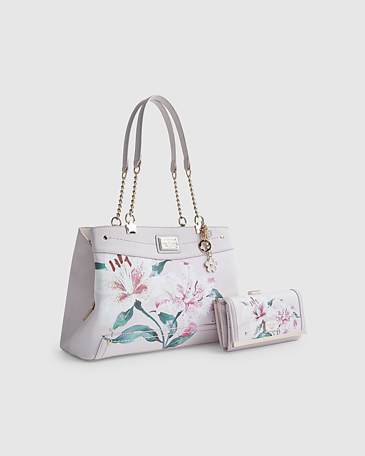 Pink Lilies Chain Tote Bundle Bag