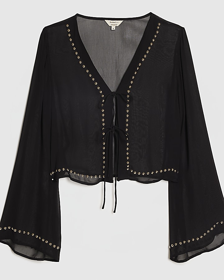 Black Stud Cover Up Blouse