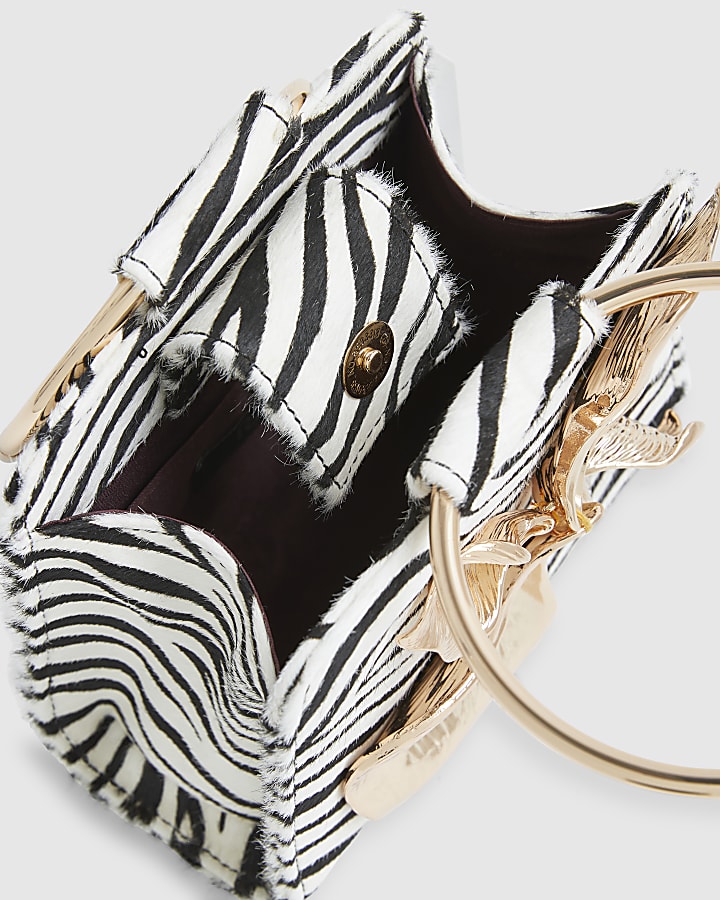 Black RI Studio Zebra Metal Detail Clutch Bag