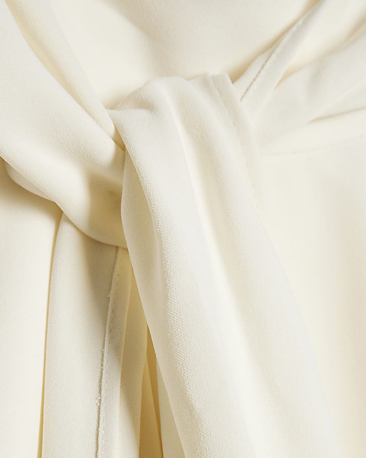 Cream Batwing Sleeve Pussybow Blouse