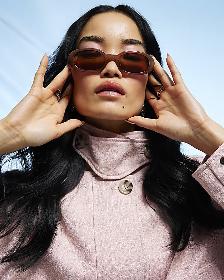 Pink Funnel Neck Bubble Hem Bomber Jacket