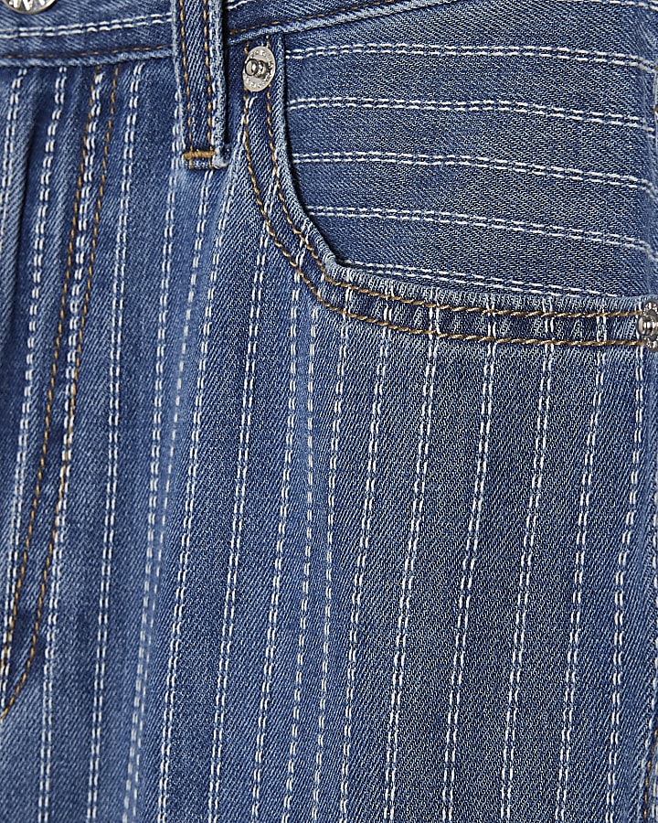 Blue Stripe Relaxed Straight Leg Jeans