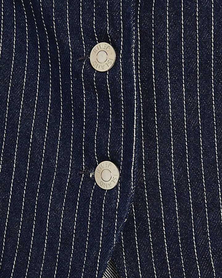 Blue Denim Striped Waistcoat