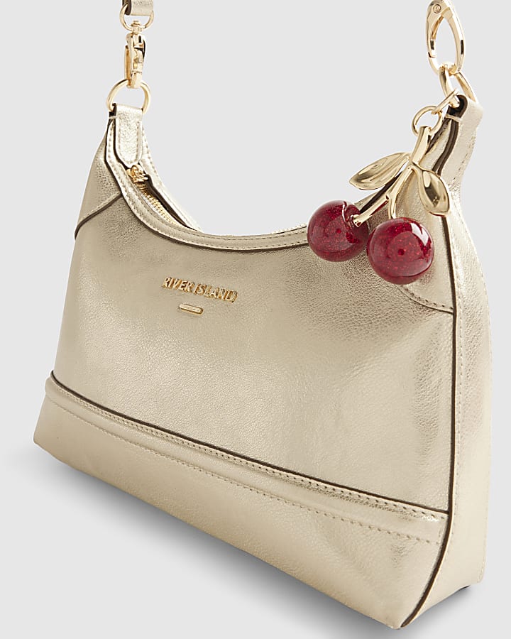 Gold Cherry Charm Shoulder Bag