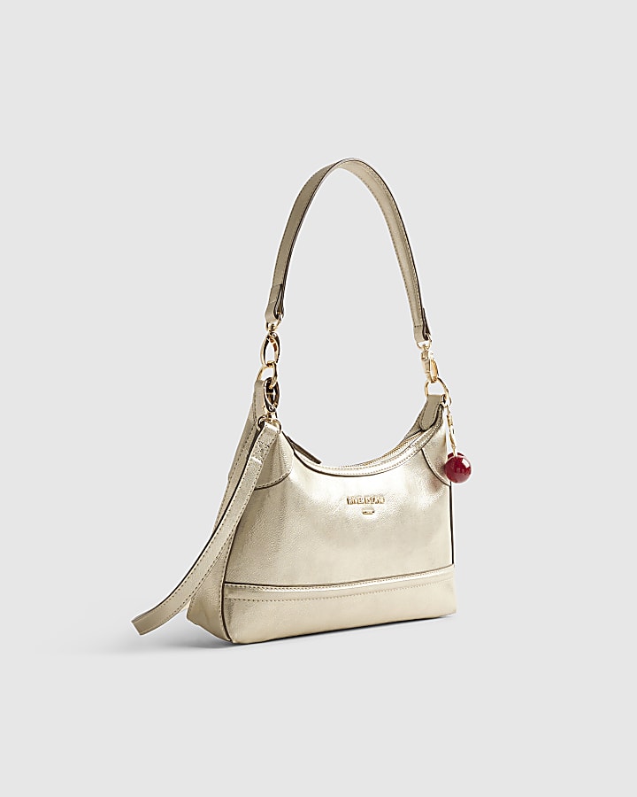 Gold Cherry Charm Shoulder Bag