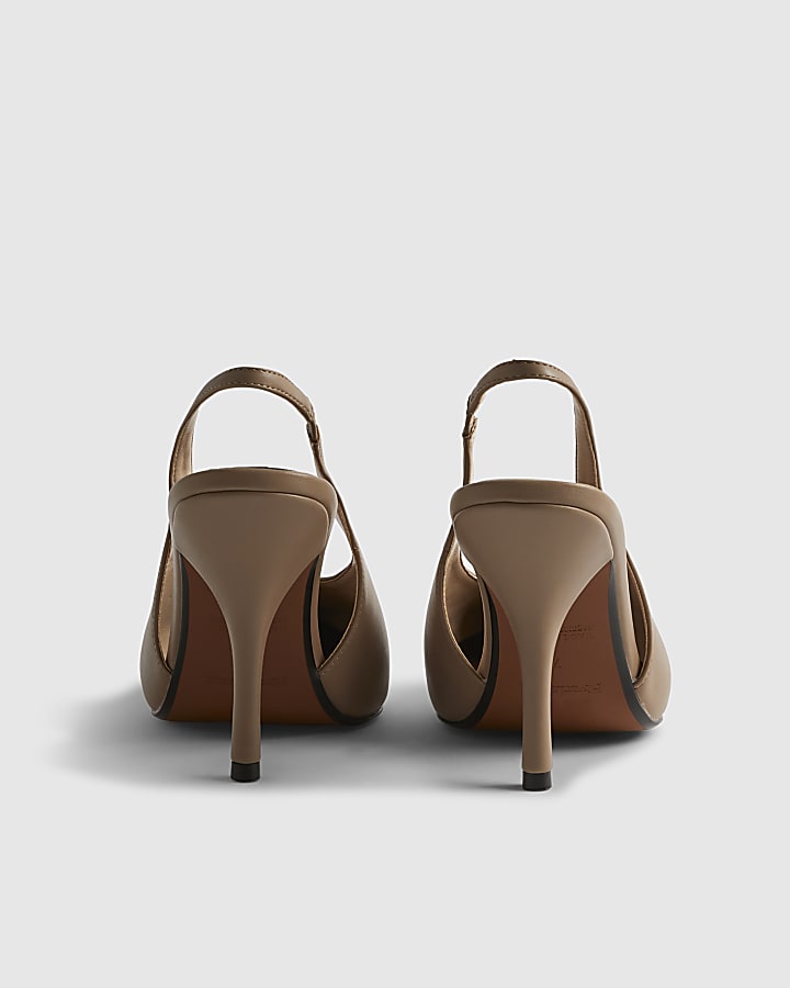 Beige Slingback Court Heels