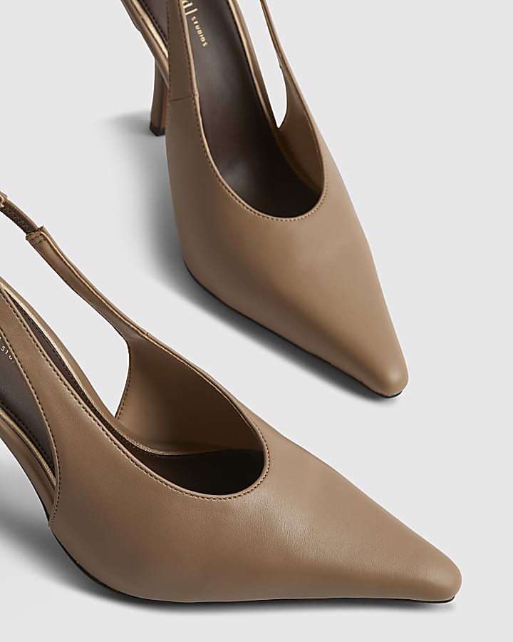 Beige Slingback Court Heels