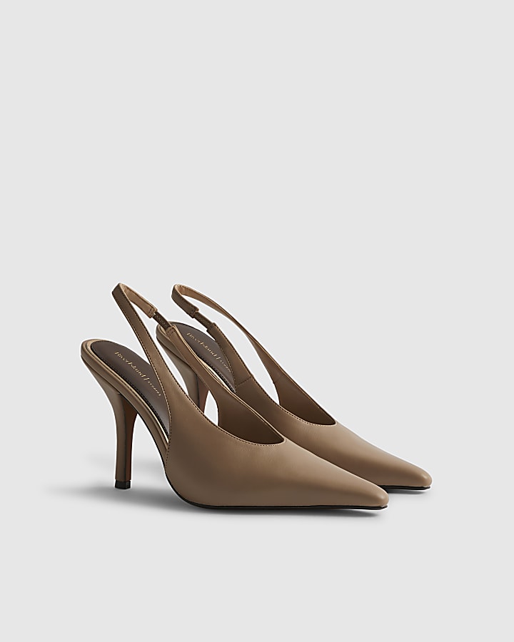 Beige Slingback Court Heels