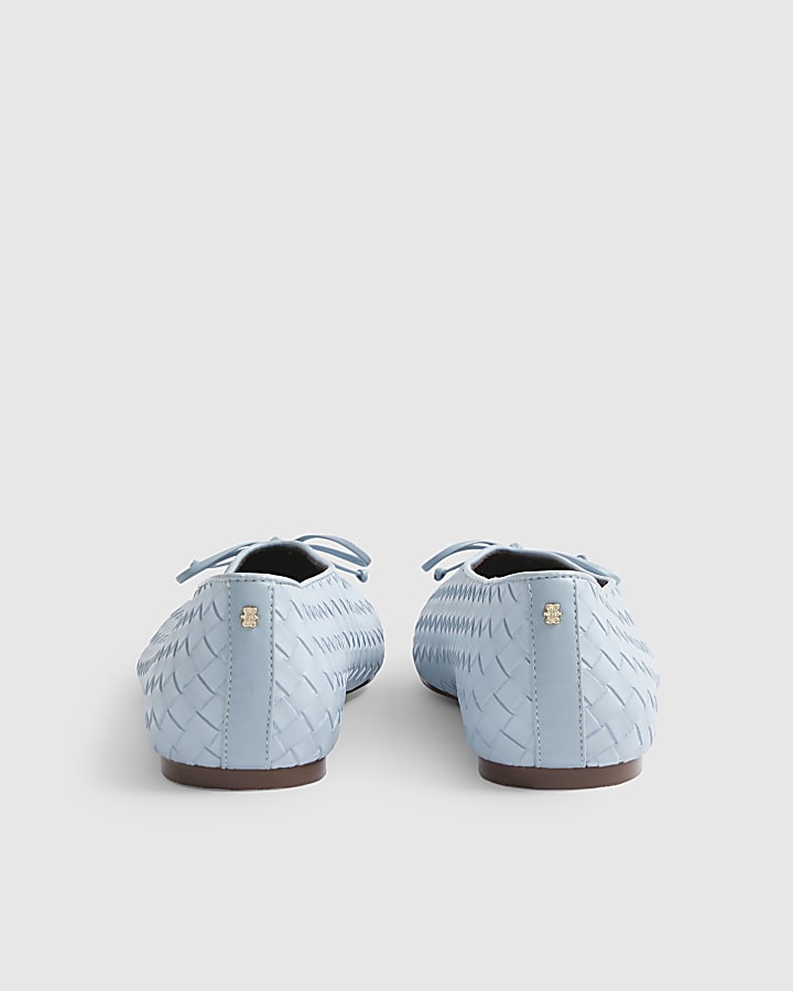 Blue Woven Ballet Pumps