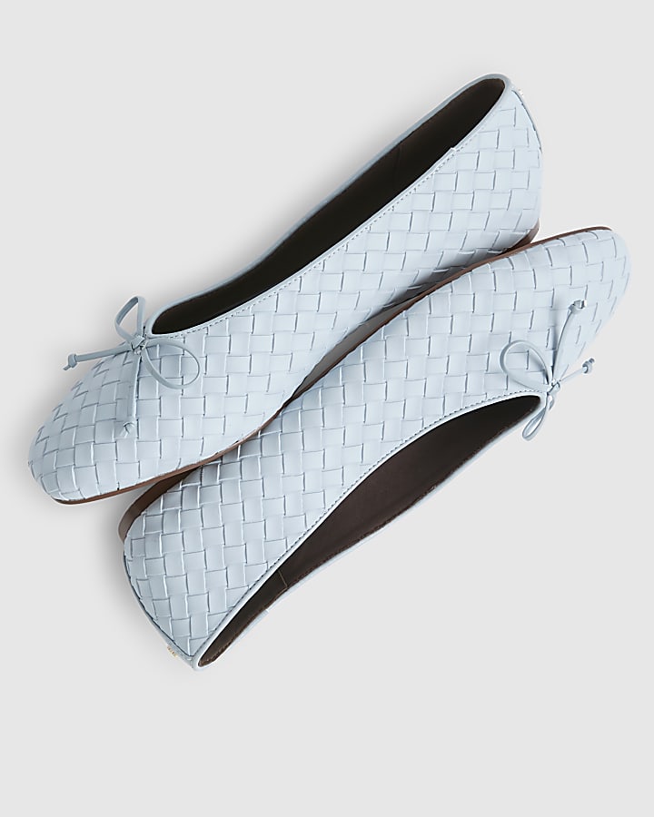 Blue Woven Ballet Pumps
