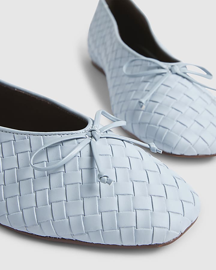 Blue Woven Ballet Pumps