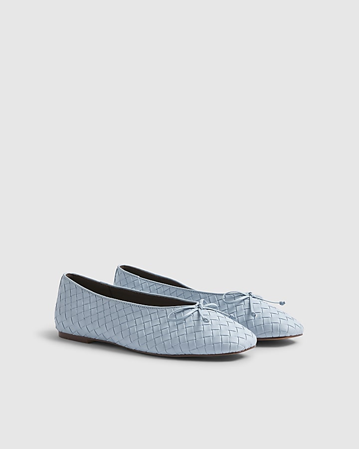 Blue Woven Ballet Pumps