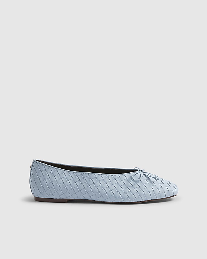 Blue Woven Ballet Pumps