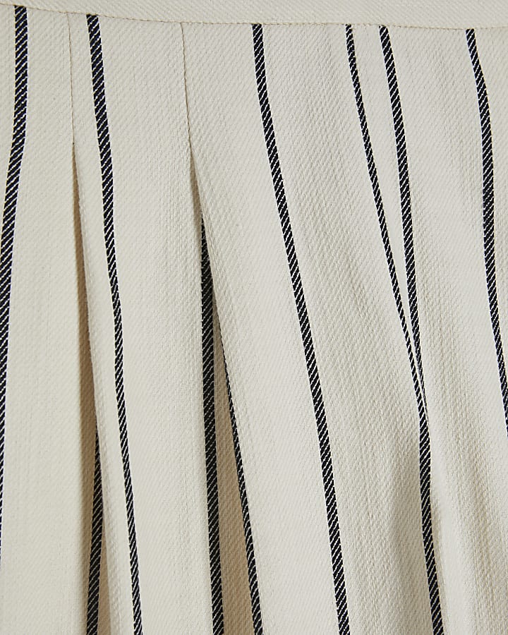Petite Cream Stripe Wide Leg Trousers