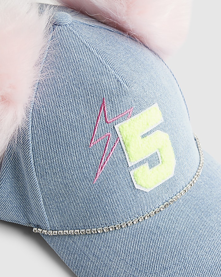 Blue Year Zero Pom Pom Denim Cap