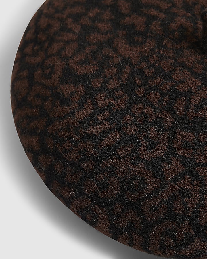 Black Leopard Print Beret