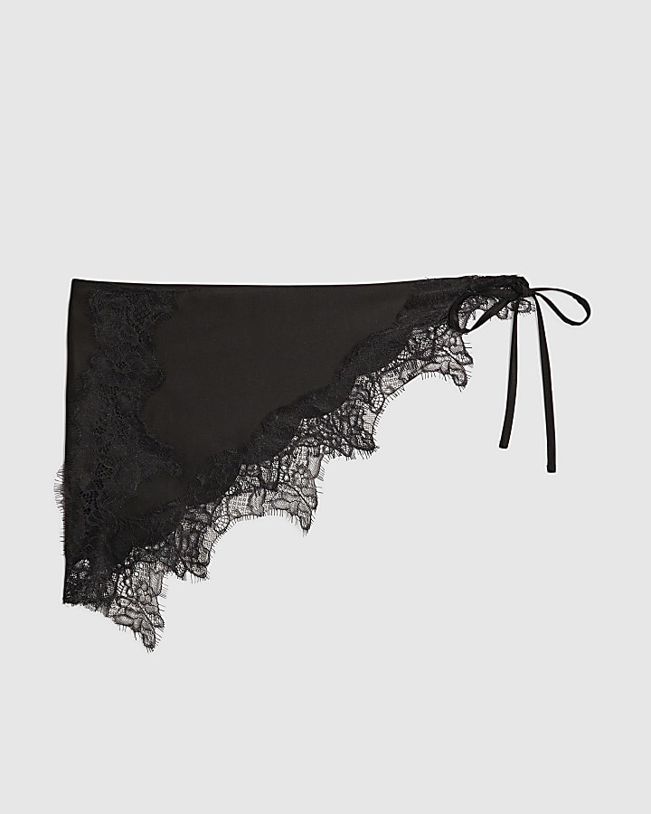 Black Lace Trim Bandana