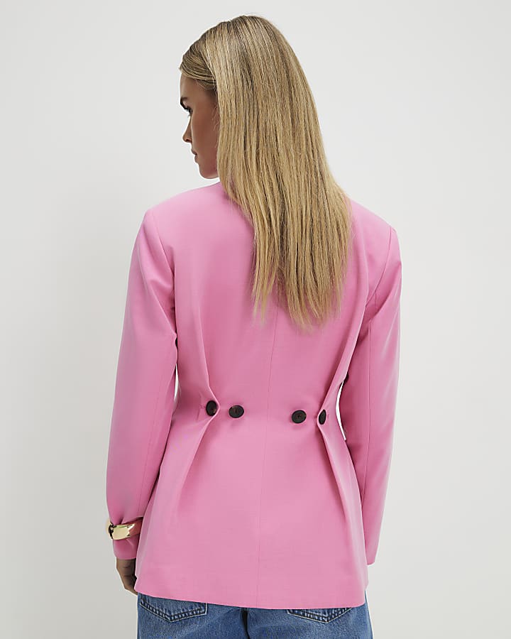 Petite Pink Cinch Back Blazer