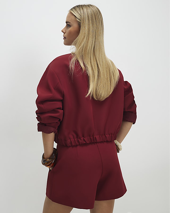 Petite Red Belted Shorts