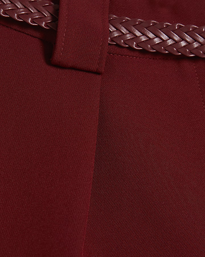 Petite Red Belted Shorts