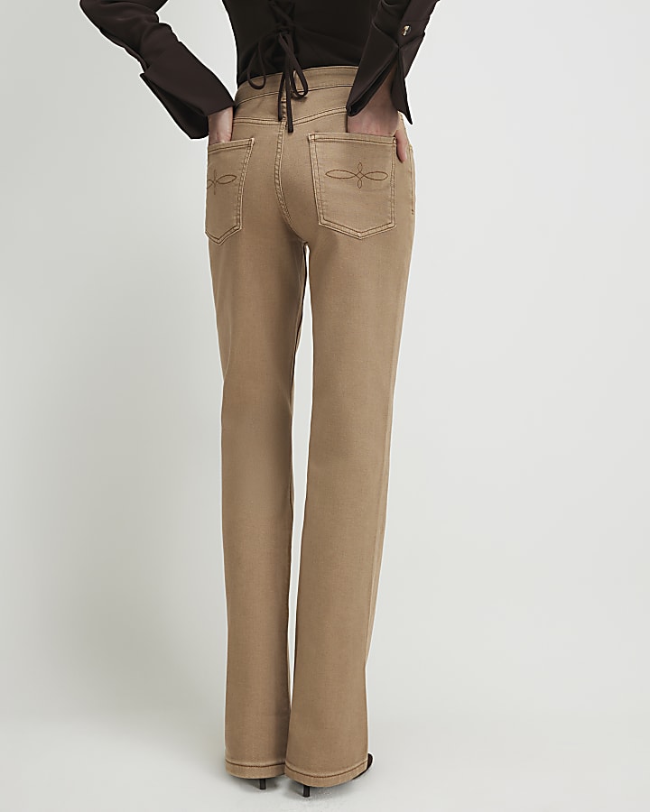 Brown Stretch Straight Leg Jeans