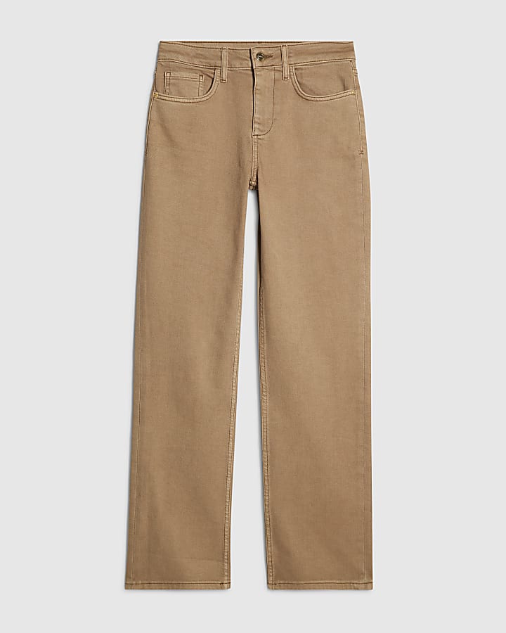Brown Stretch Straight Leg Jeans